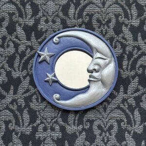 🌙 Hallowette - Handpainted Moon & Stars Mirror - Periwinkle